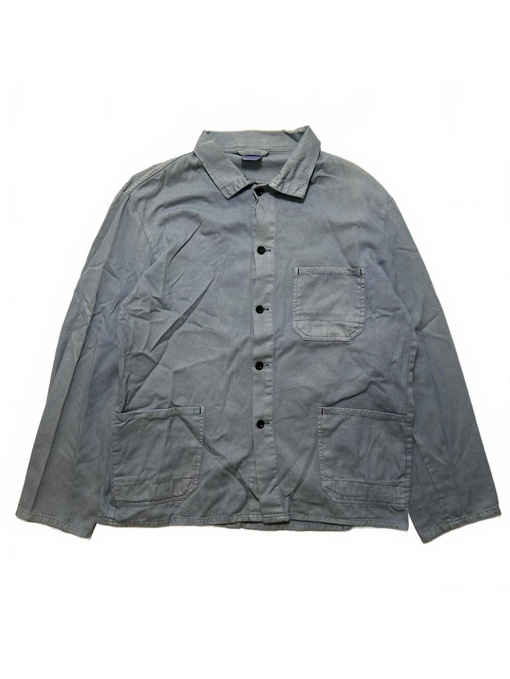 VTG 70's French Workwear Chore Jacket HBT Harringbone Men's M Light Blue Preppy